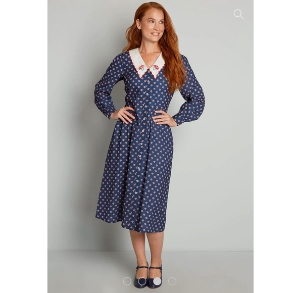 Modcloth Dress Women 10 Mushroom Amanita Timeless London Sprout With Clout - Picture 1 of 16